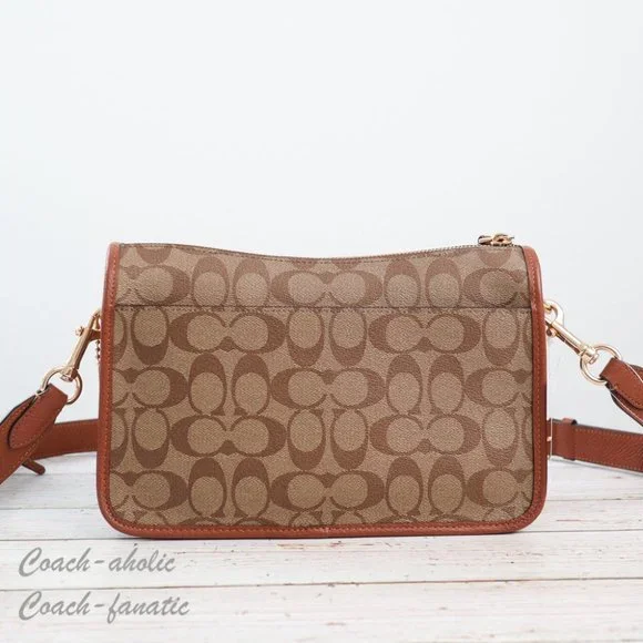 NWT Coach C5675 Pennie Crossbody With Coin Case In Signature Canvas Khaki - Picture 11 of 15